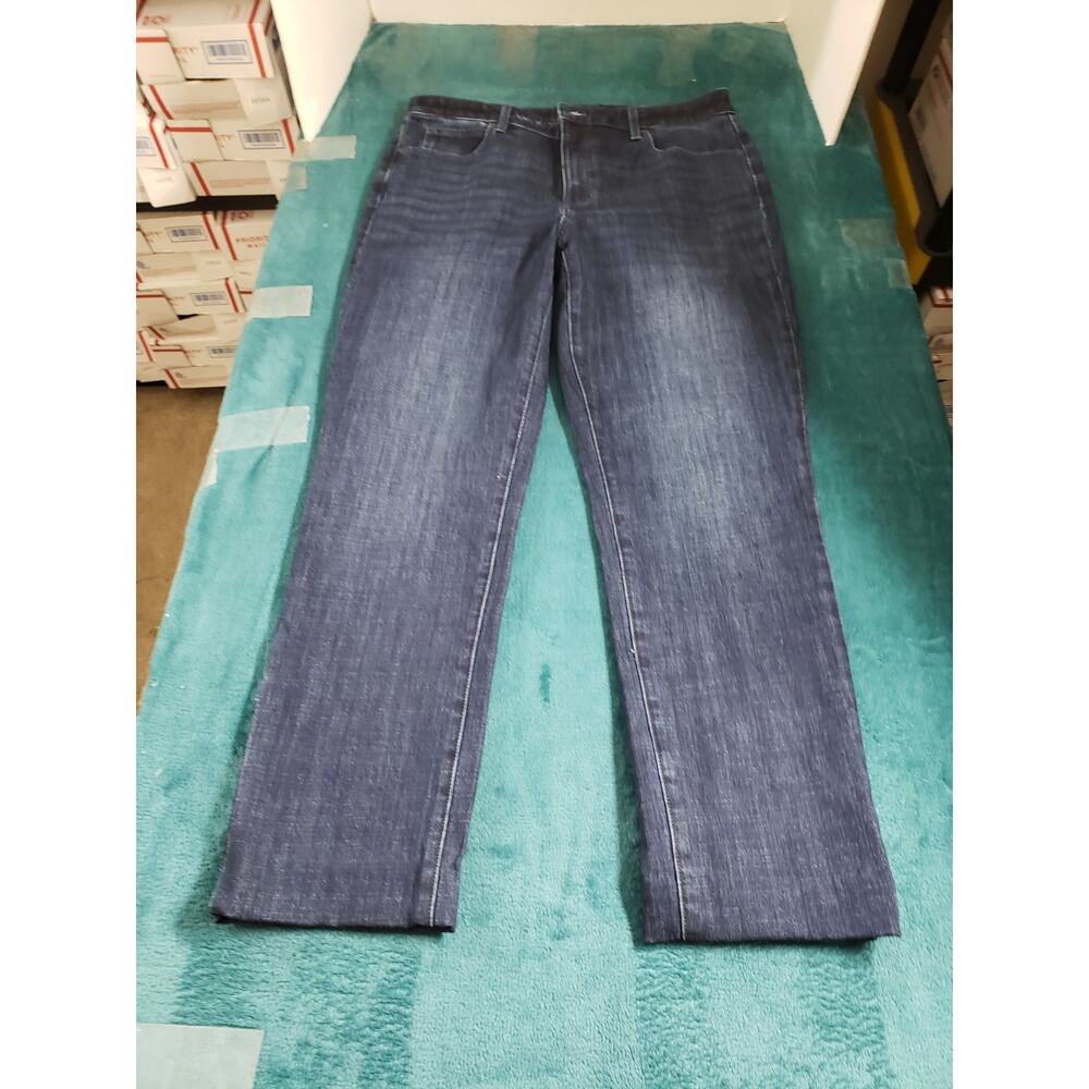 Talbots Jeans Size 12 Womens Blue Stretch Pants Mid Rise Straight Cuffed